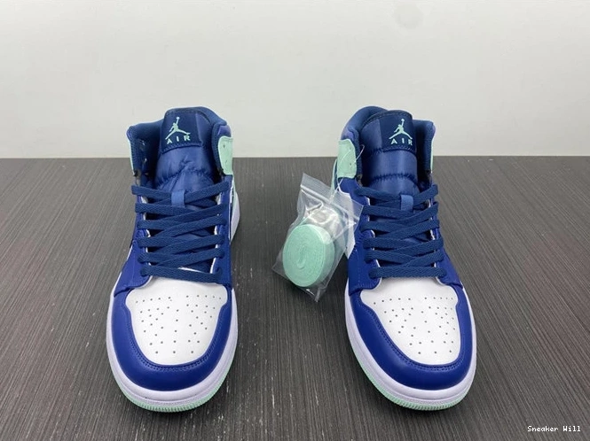 Jordan1 Mid Fashionable 487 Mint Mystic Navy Foam 5334 554724- 0603